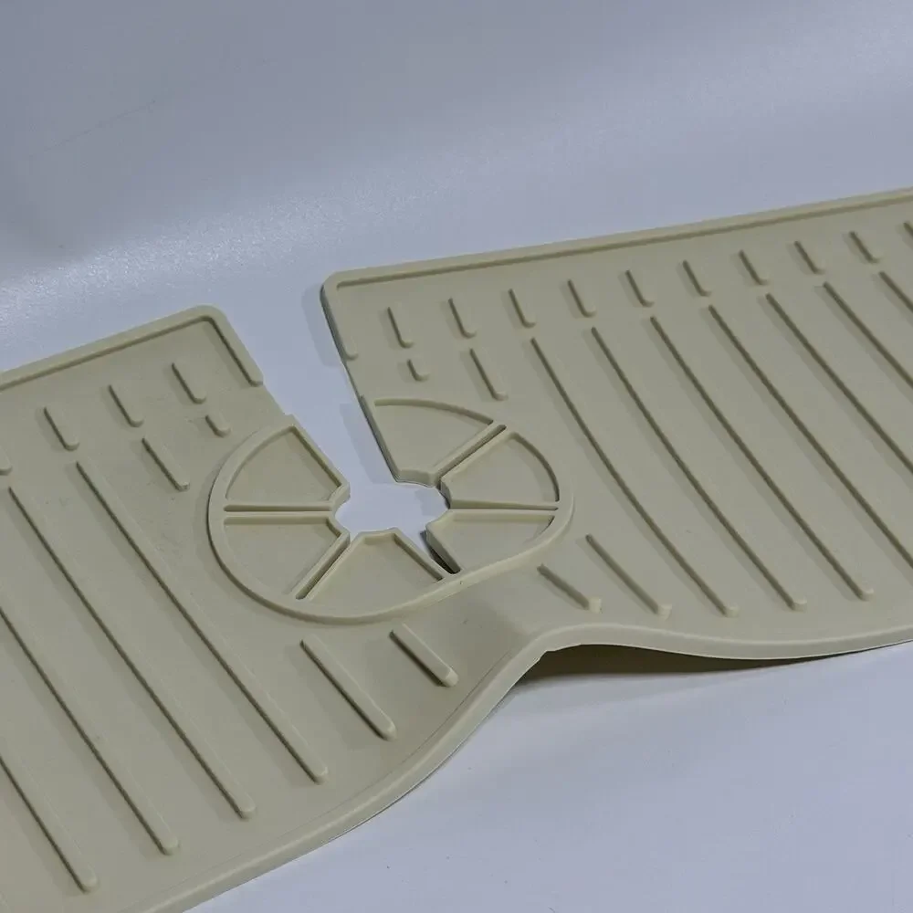 Vintage Rubber Sink Faucet Mat Kitchen Drain Pad White Cream 24